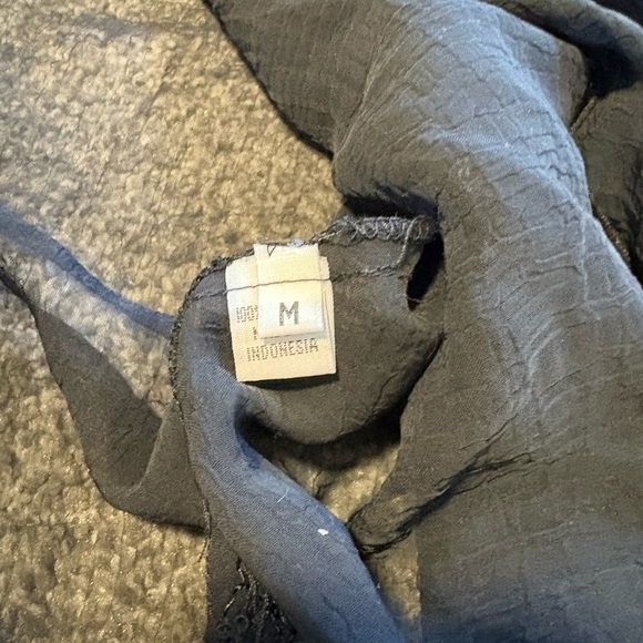 Y2K Lightweight Summer Sleek Sheer Black Women's Coverup Top Size Medium - Picture 12 of 13